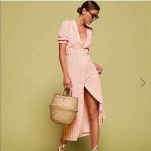 Reformation Pink Gingham Dress
